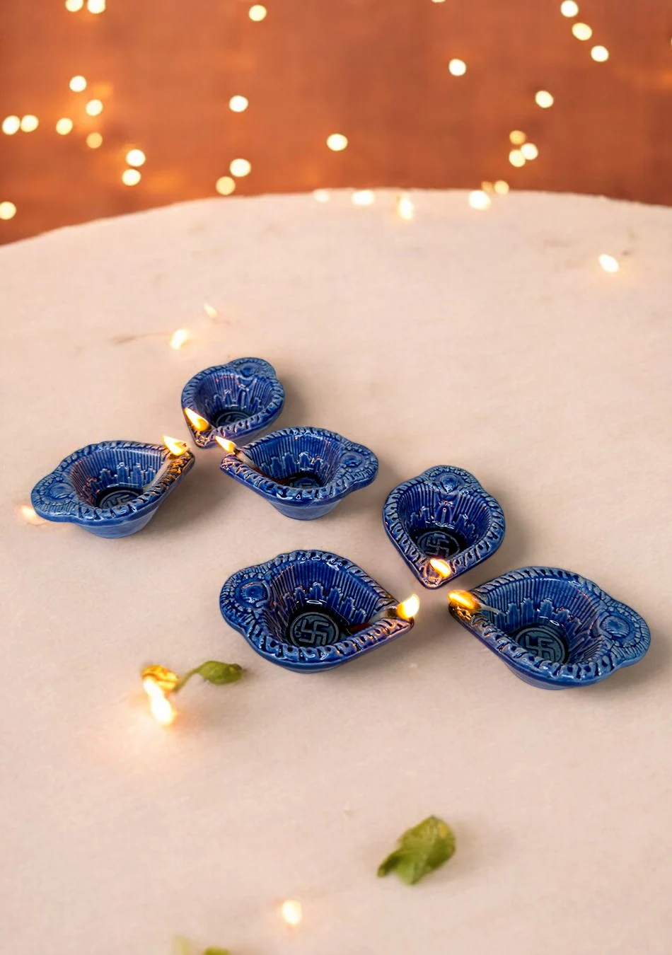 Ocean Swastic Diya Set of 6 - Image 4