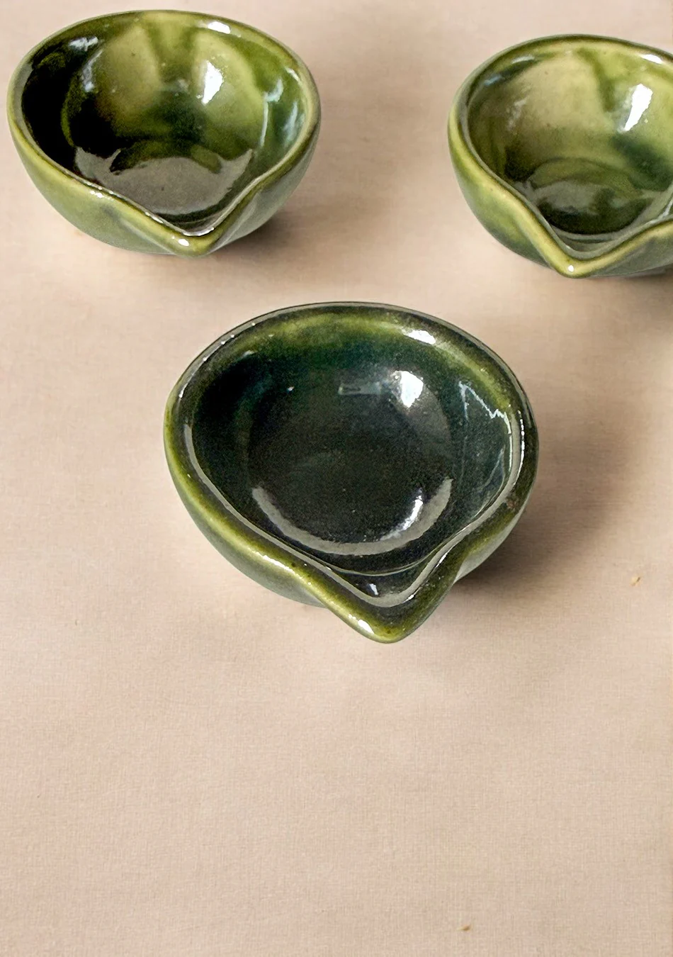 Sage Bloom Glazed Diya set of 6 - Image 4
