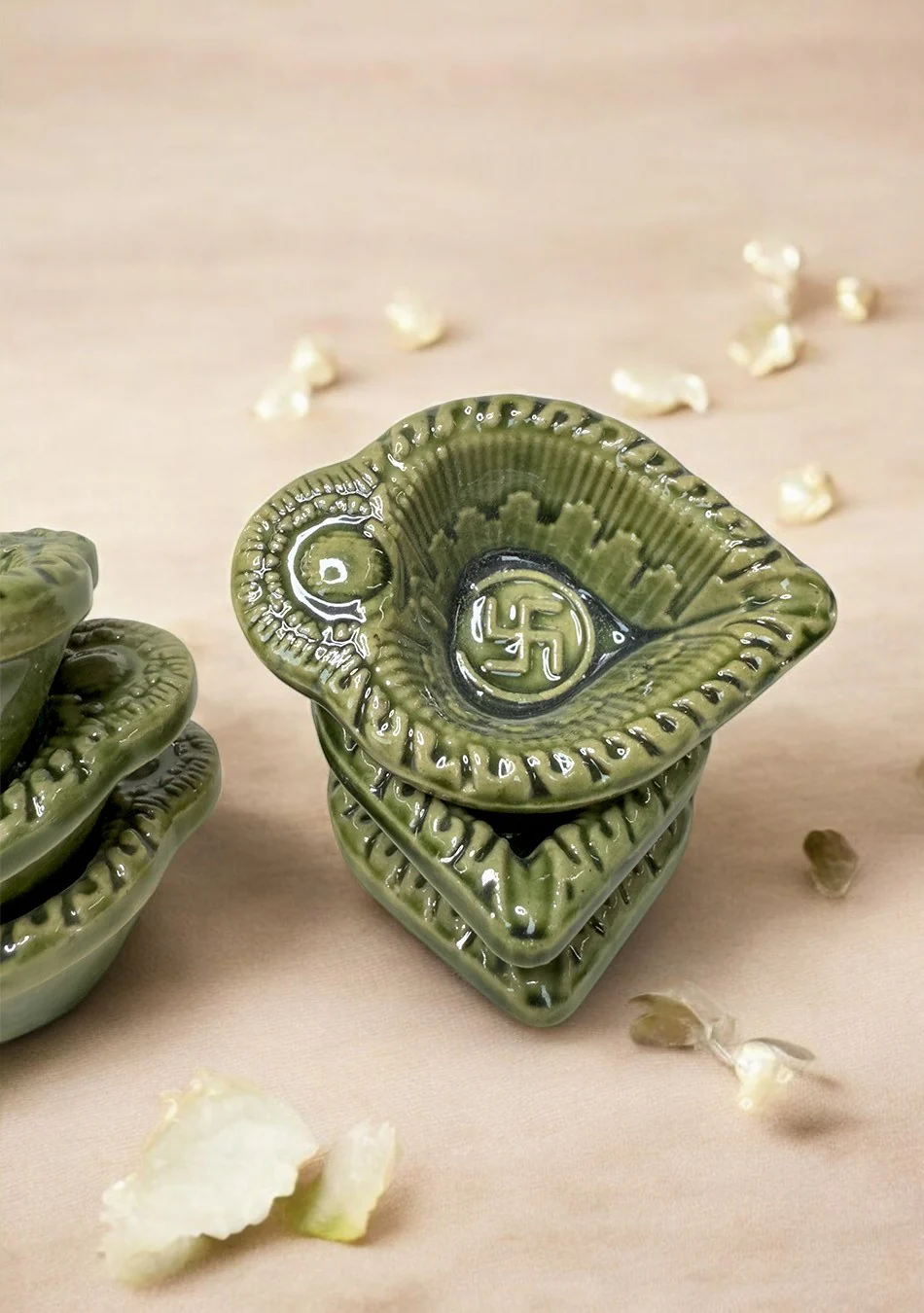 Olive Swastic Diya Set of 6 - Image 5