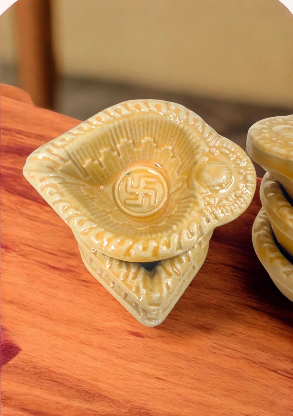 Yellow Swastic Diya Set of 6 - Image 7