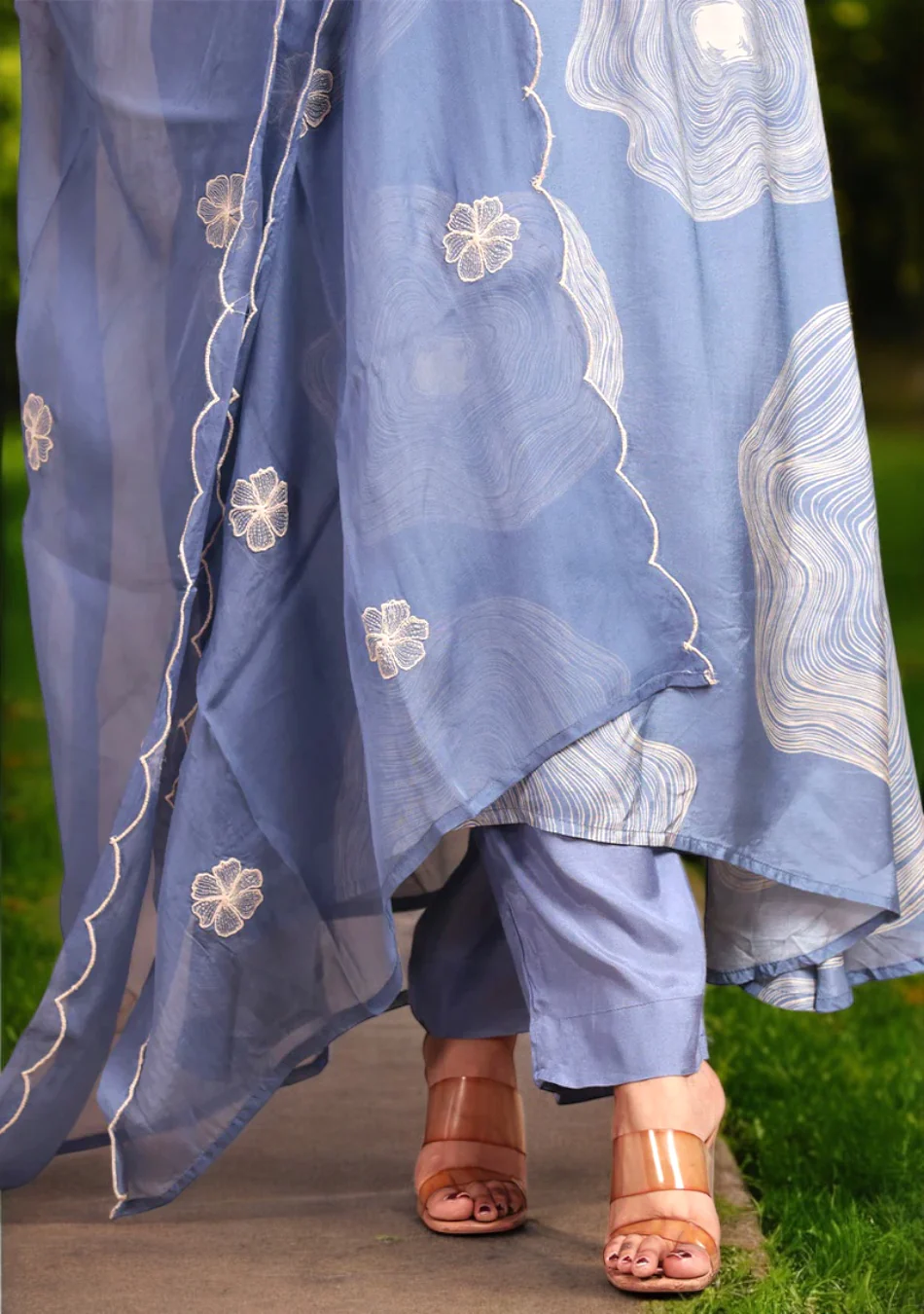Dusty Blue Abstract print Suit Set - Image 4