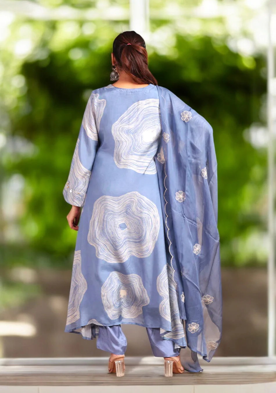 Dusty Blue Abstract print Suit Set - Image 6
