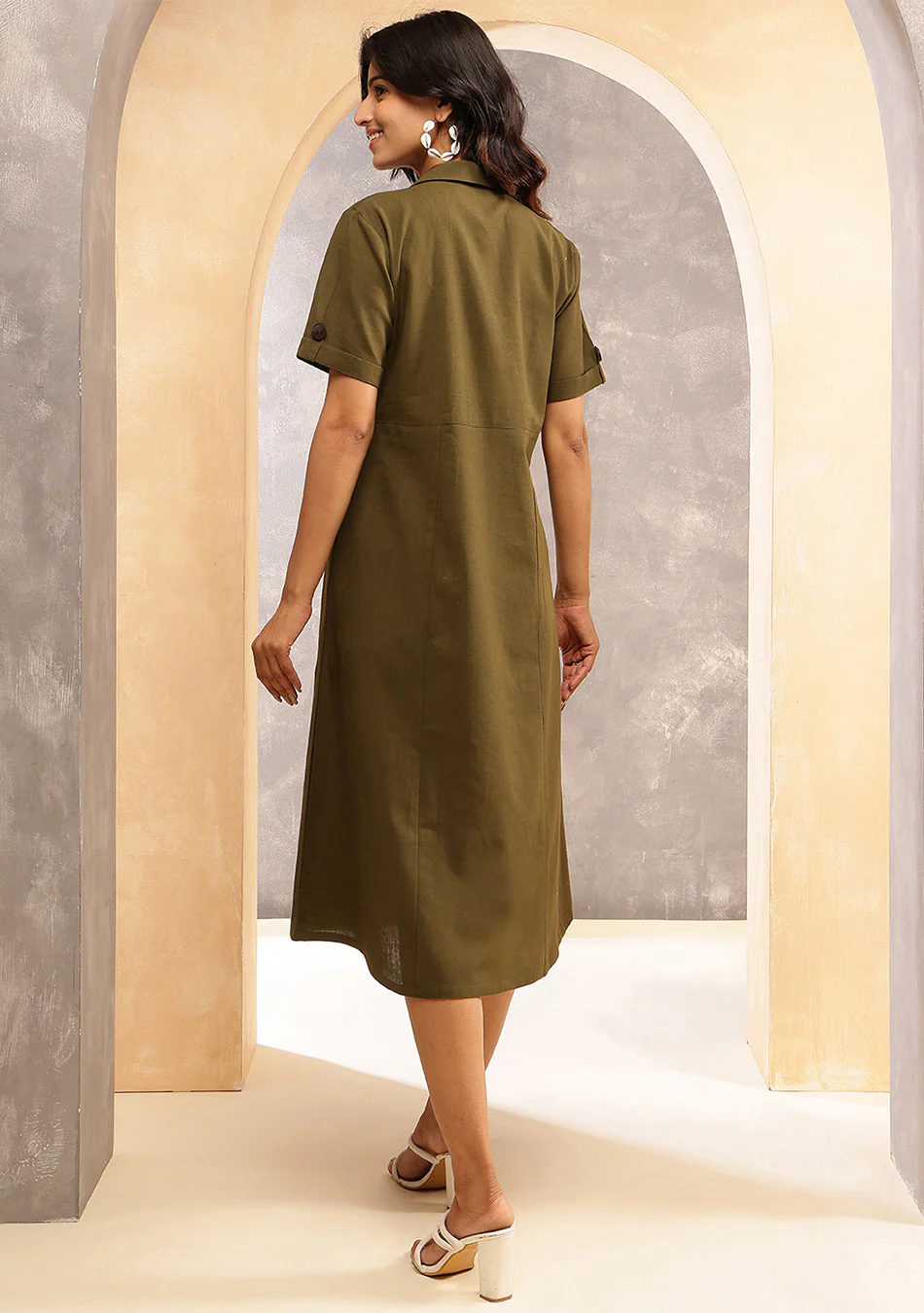 Earthcore Olive Midi Dress - Image 12