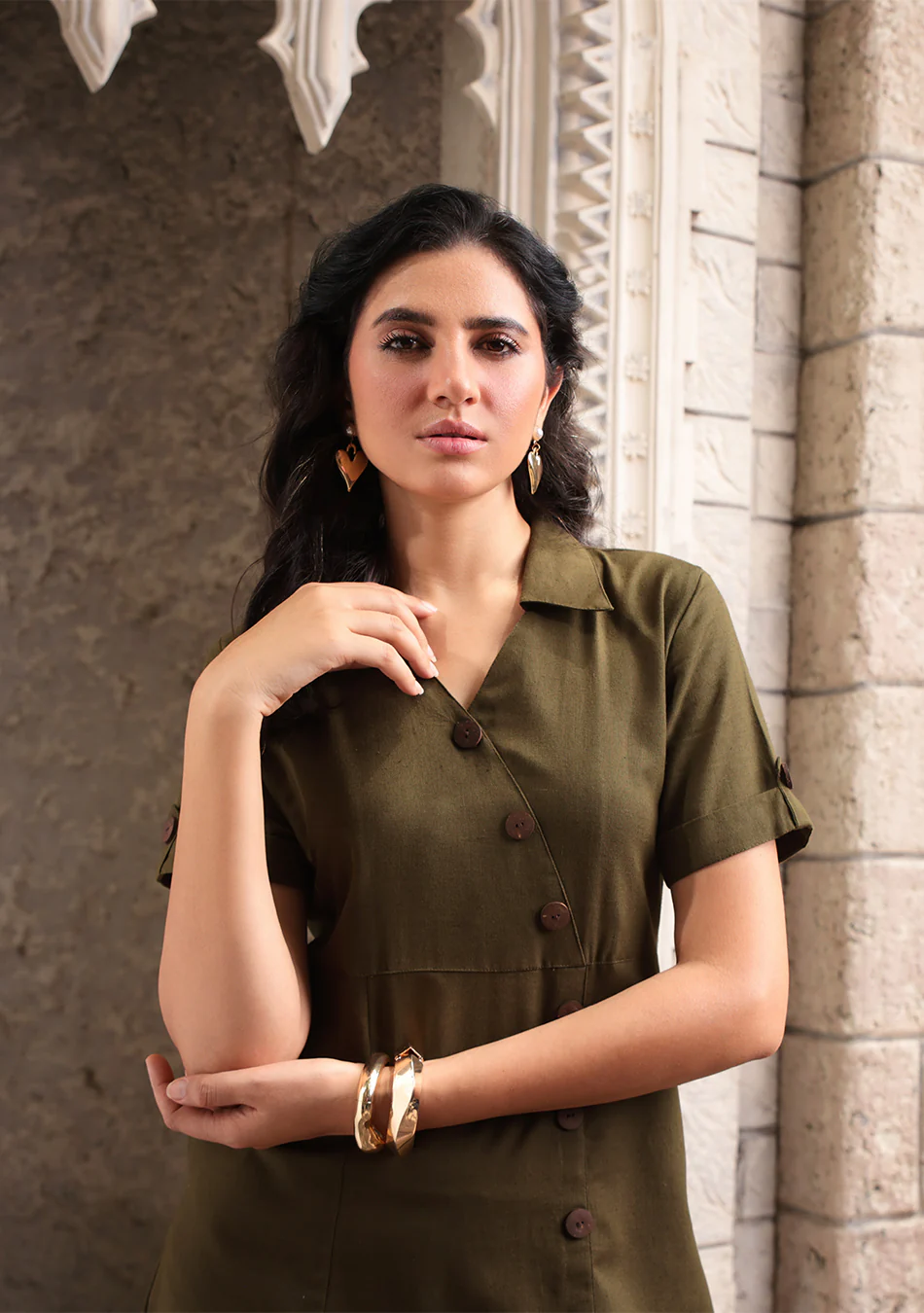 Earthcore Olive Midi Dress - Image 3