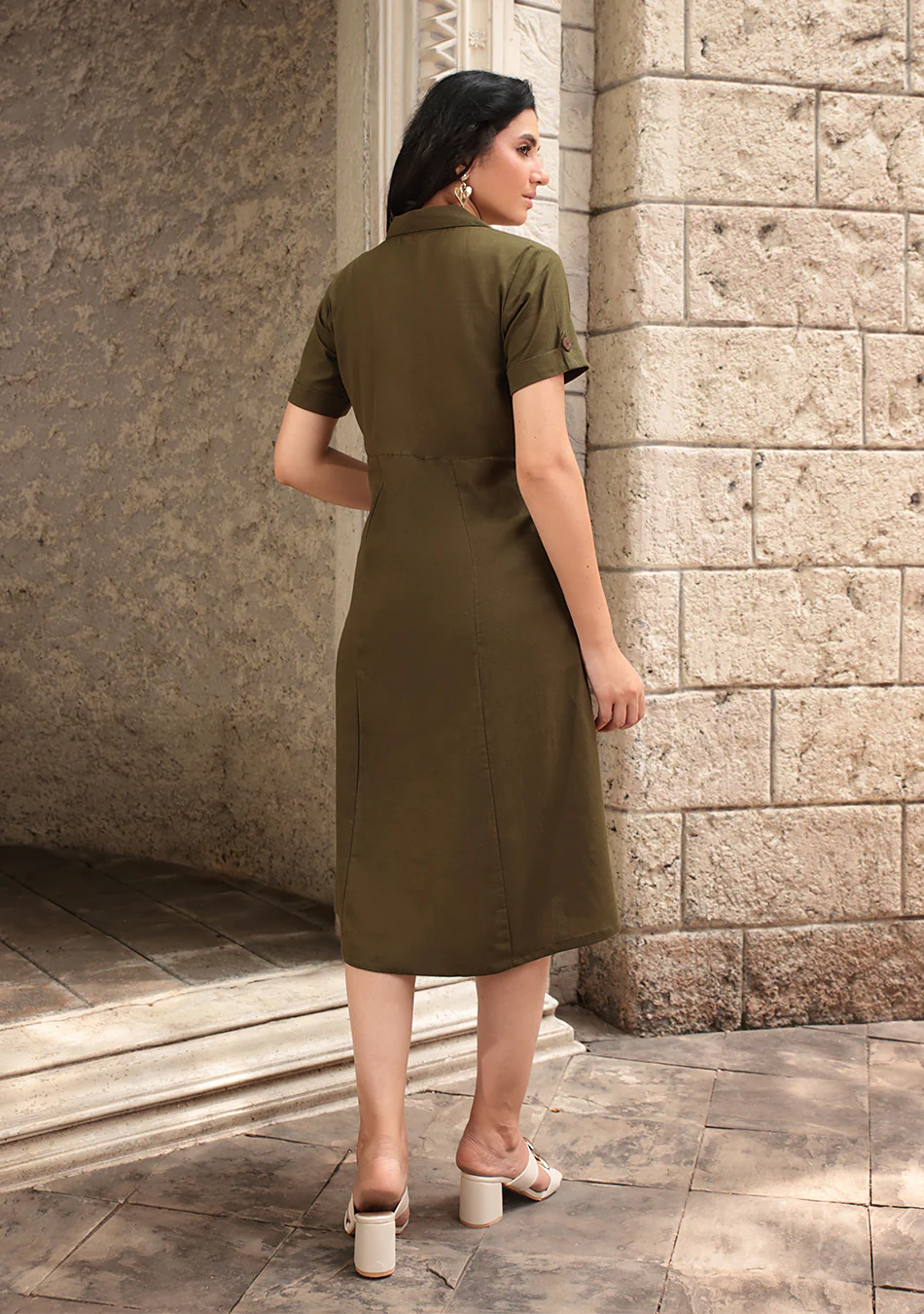 Earthcore Olive Midi Dress - Image 6