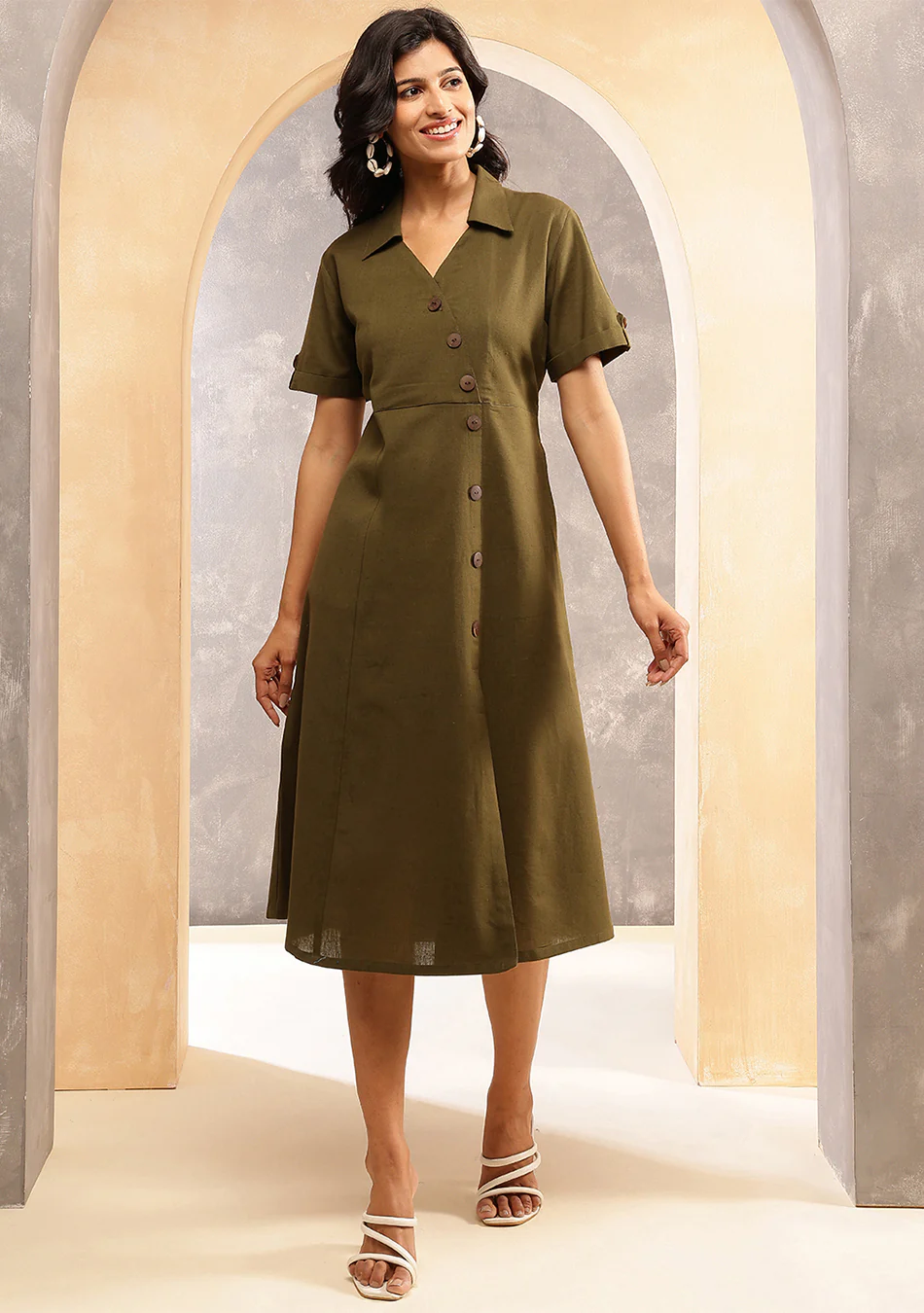 Earthcore Olive Midi Dress - Image 7