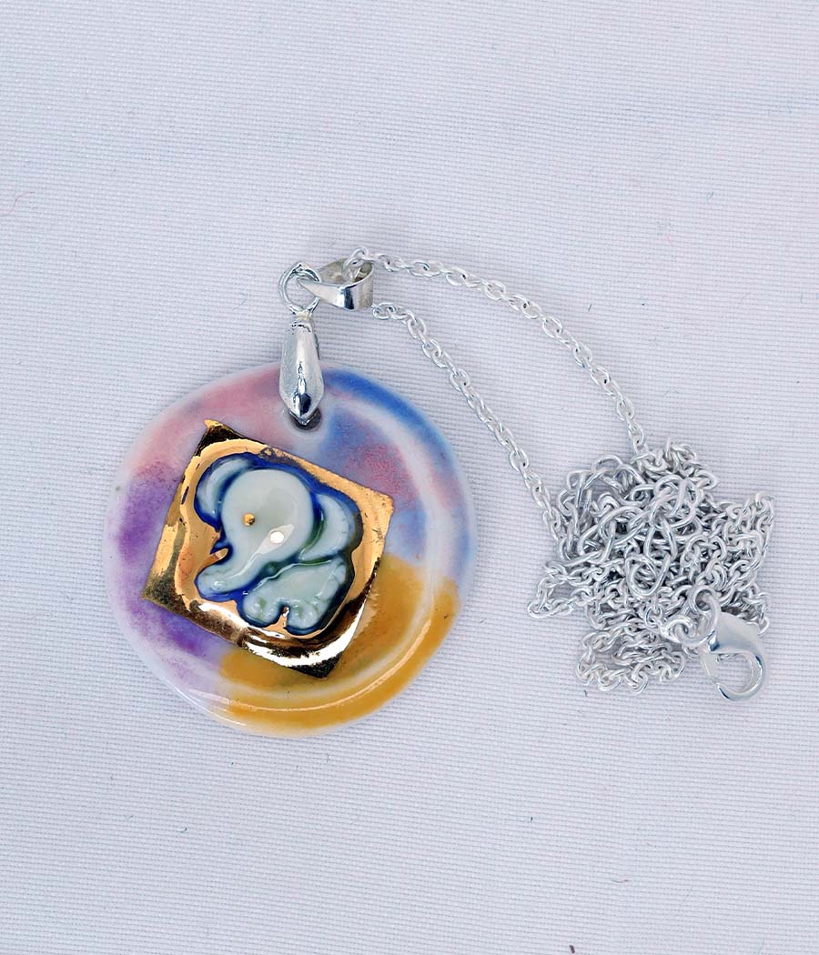 Elephant Motif Pendant and Shell Earring Set - Image 5