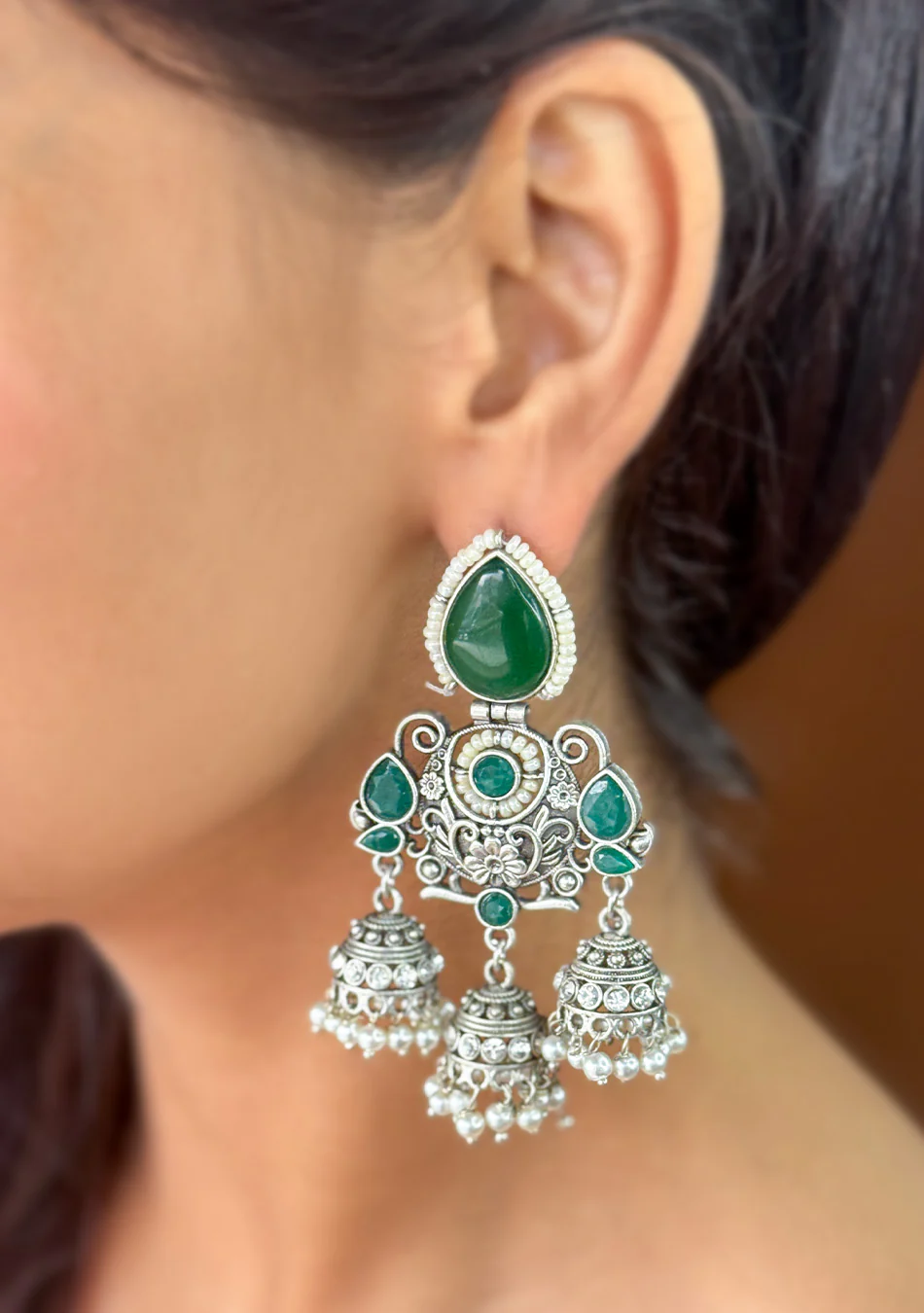 Emerald Regal Jhumkas - Image 5