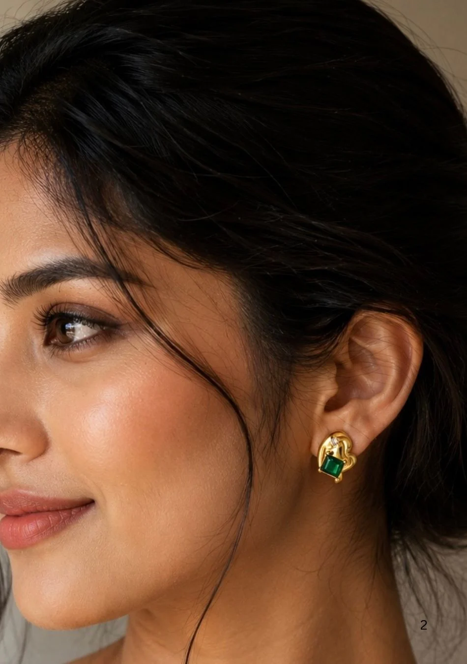 Emerald Shine Gold Studs