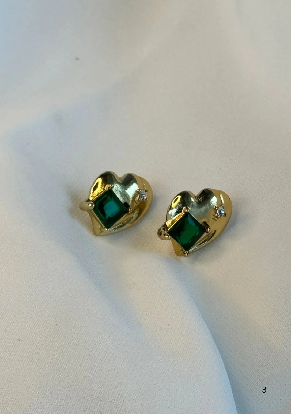 Emerald Shine Gold Studs - Image 3