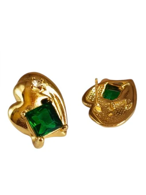 Emerald Shine Gold Studs - Image 6