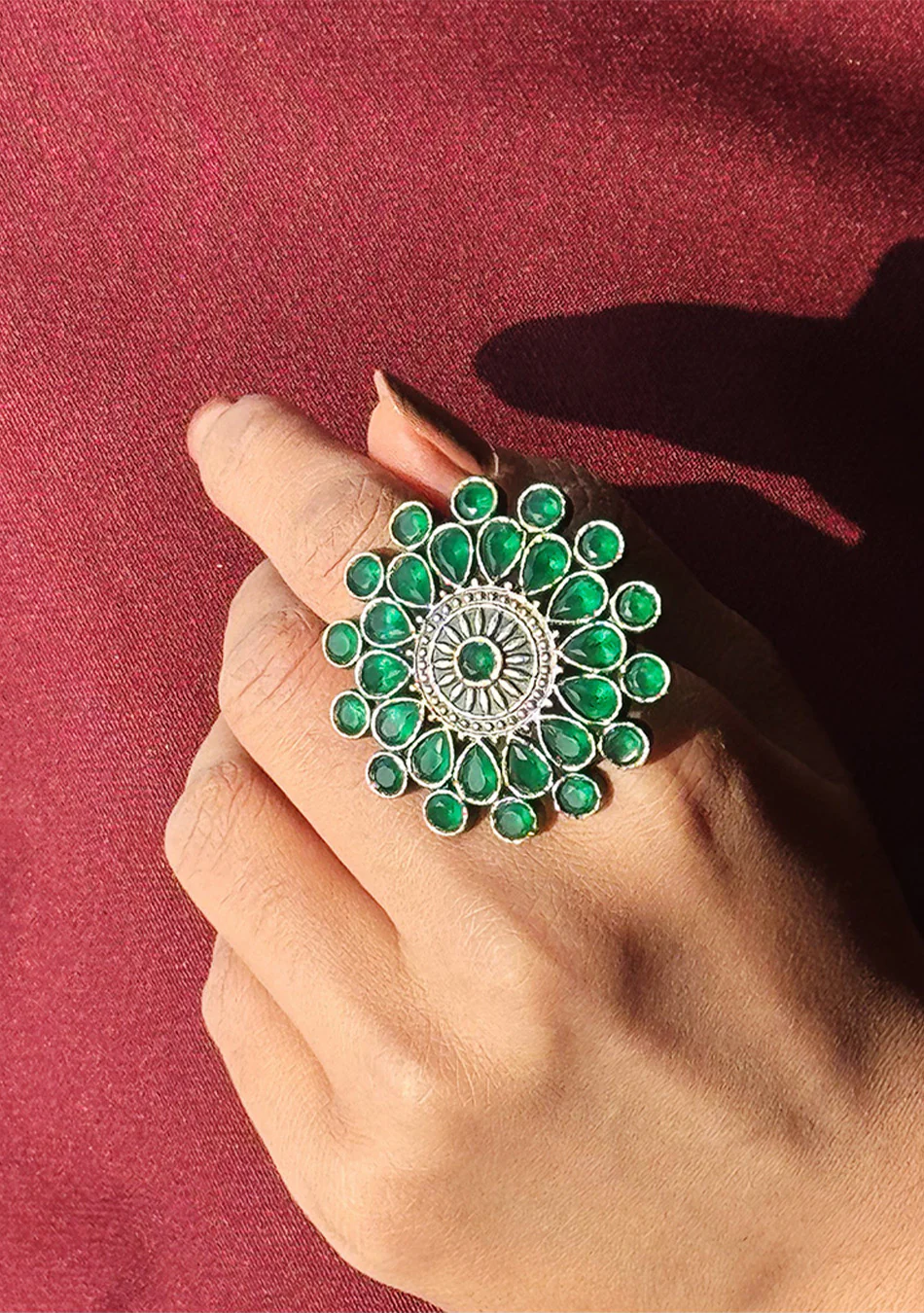 Enchanting Emerald Cocktail Ring - Image 4