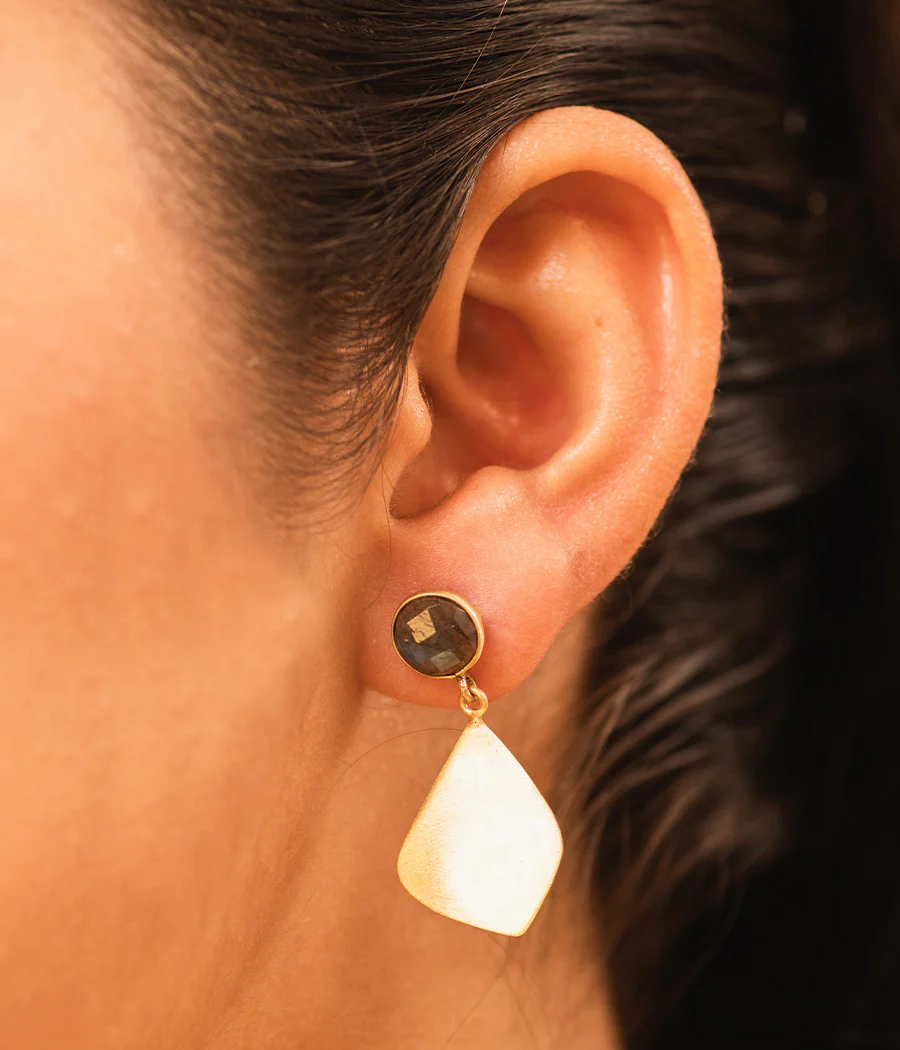 Feather-Lite Labradorite Gold-Plated Earrings - Image 3