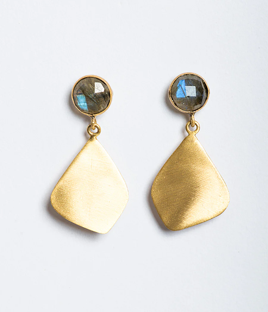 Feather-Lite Labradorite Gold-Plated Earrings - Image 4