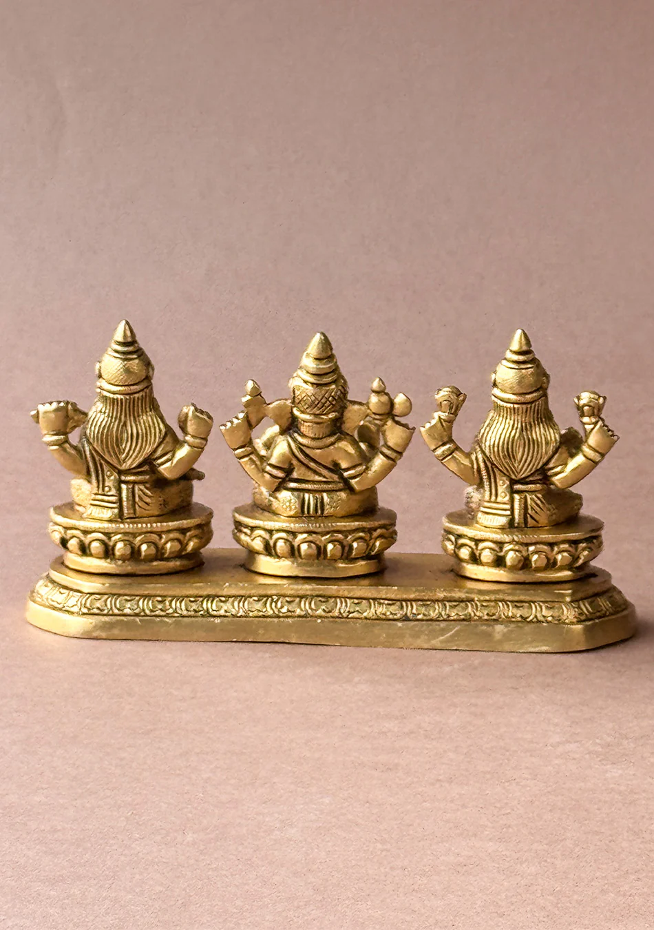 Antique Brass Lakshmi Ganesha Saraswati Set - Image 3