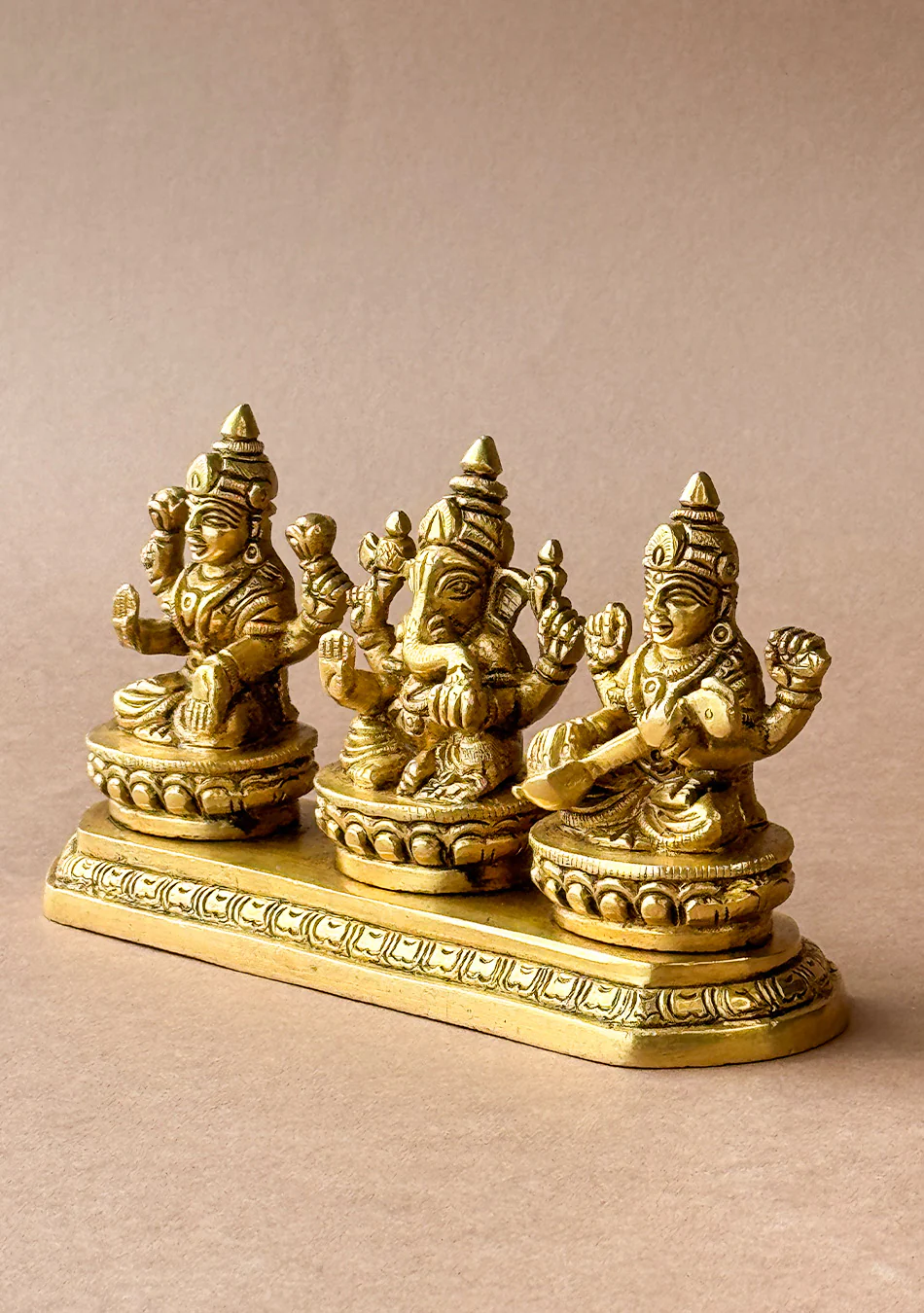 Antique Brass Lakshmi Ganesha Saraswati Set - Image 5