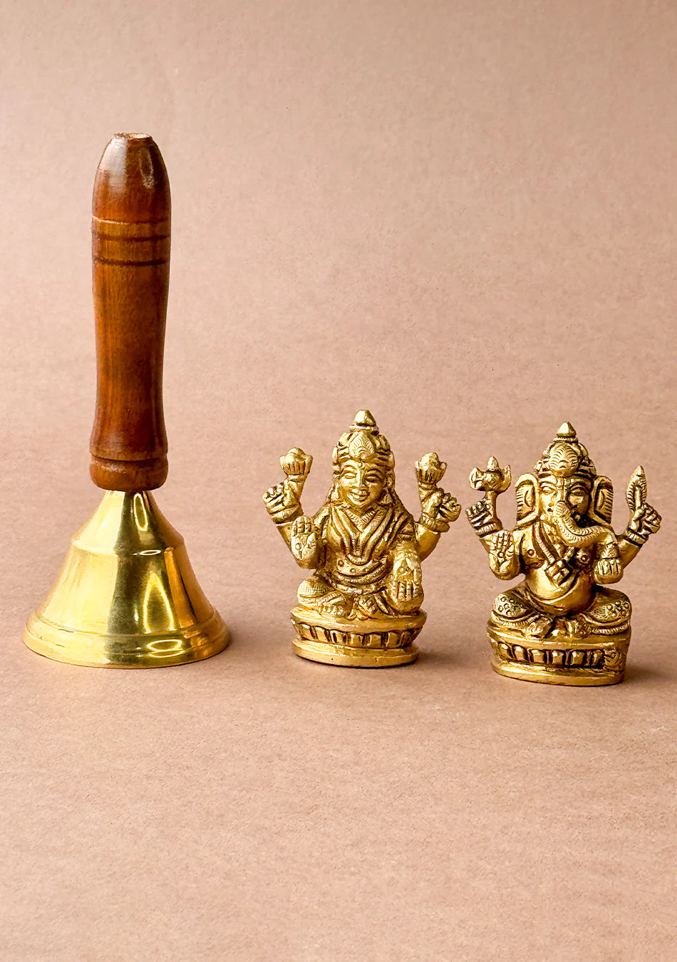 LOTUS BASE LAKSHMI GANESHA PAIR with bell in gift box - Image 3