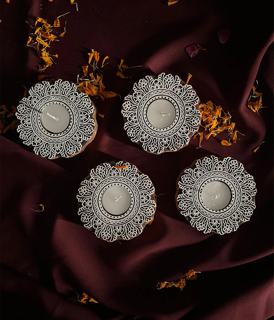 Flower Carved Wooden Diyas - Image 10