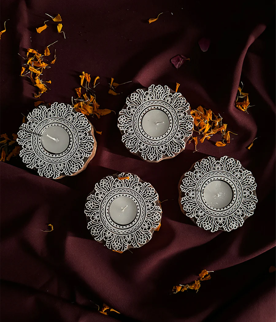 Flower Carved Wooden Diyas - Image 8