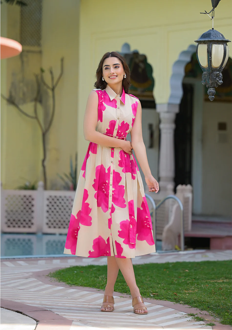 Aravalii Fuchsia Fleur Midi Dress - Image 5