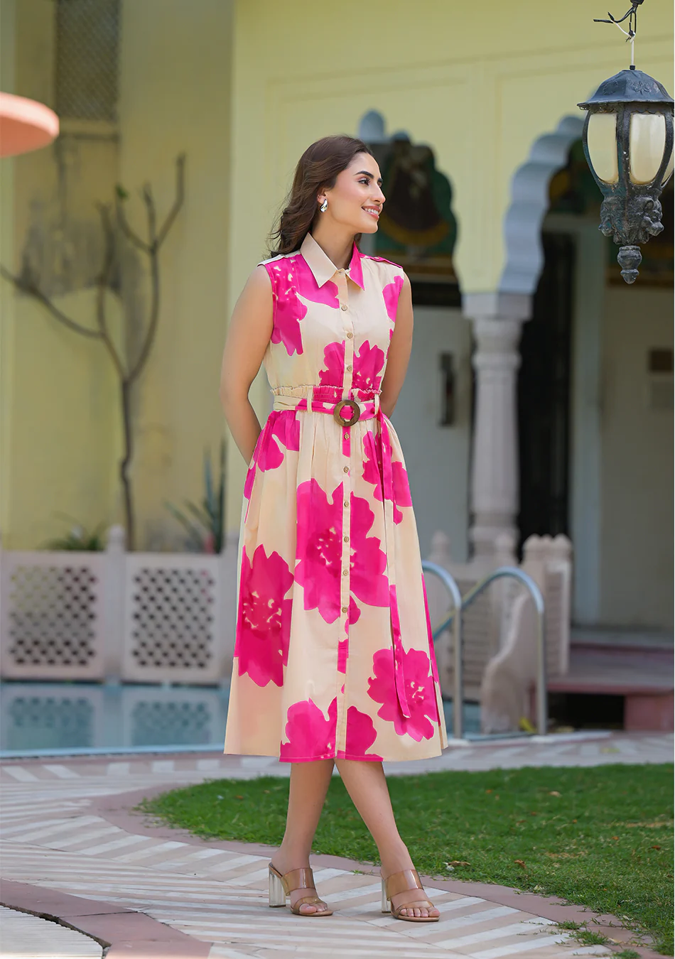 Aravalii Fuchsia Fleur Midi Dress - Image 7