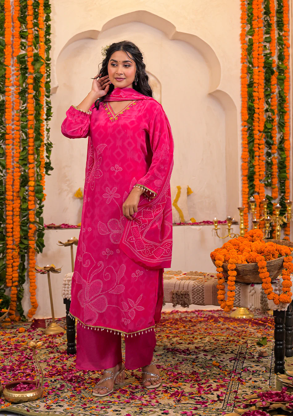 Fuchsia Bloom Crepe Suit Set - Image 6
