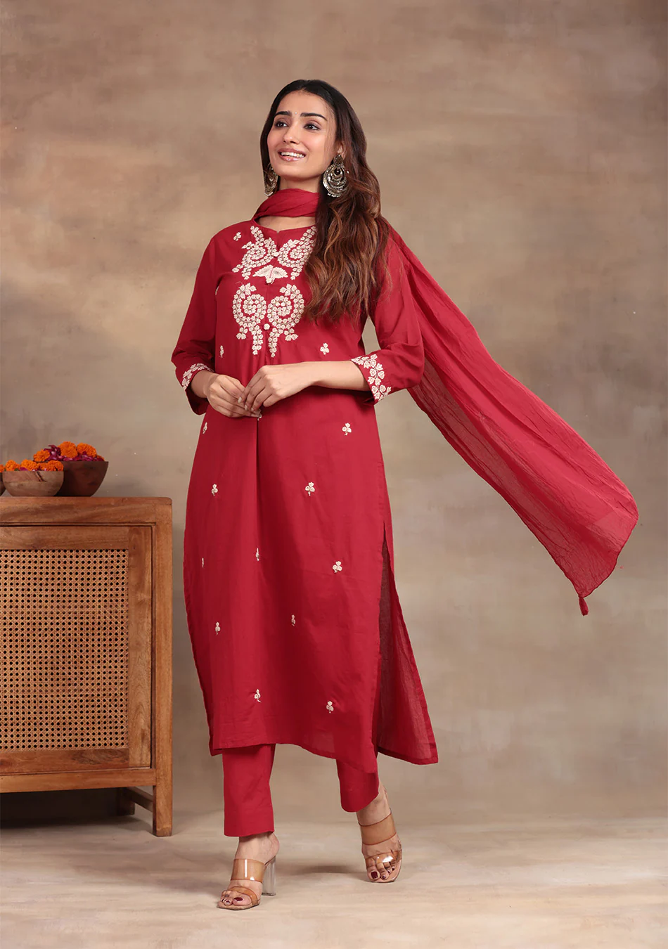 Garnet Glow Cotton Suit Set - Image 3