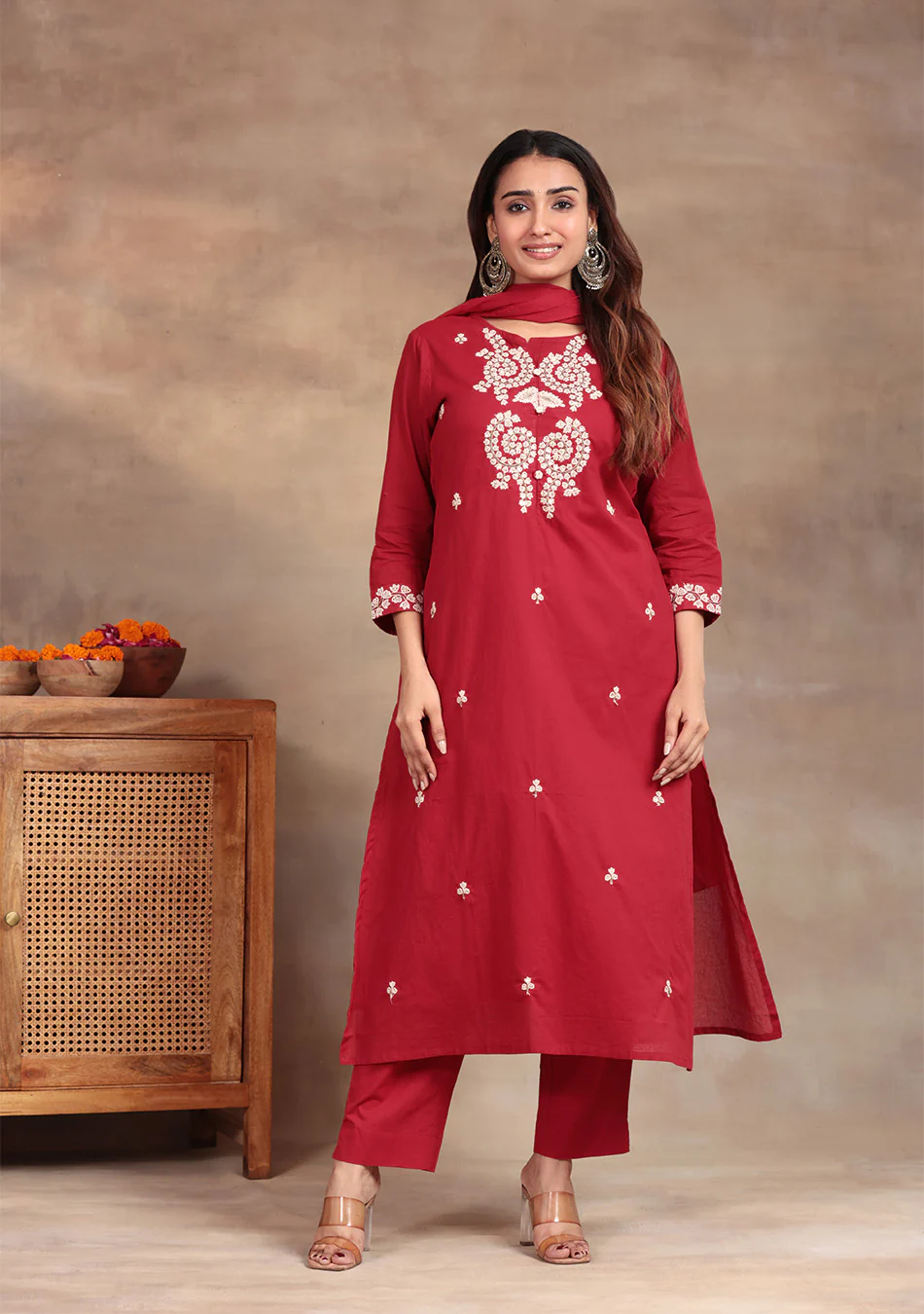 Garnet Glow Cotton Suit Set - Image 4