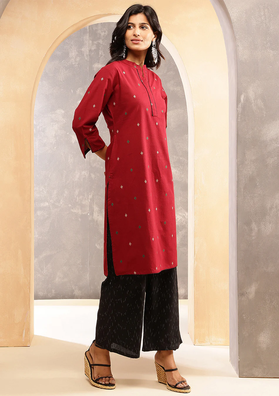 Aravalii Garnet Grace Ikkat Ensemble - Image 10