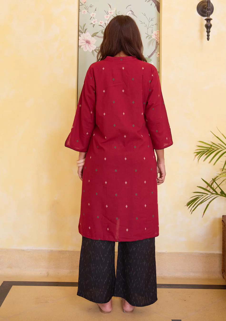 Aravalii Garnet Grace Ikkat Ensemble - Image 2