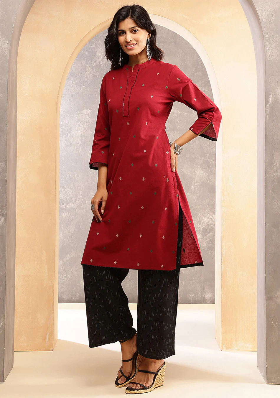 Aravalii Garnet Grace Ikkat Ensemble - Image 6
