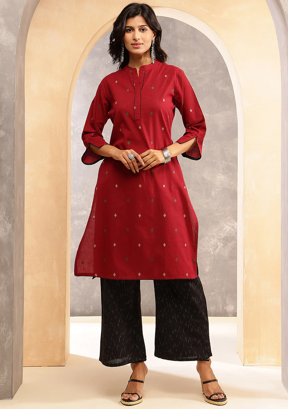 Aravalii Garnet Grace Ikkat Ensemble - Image 7
