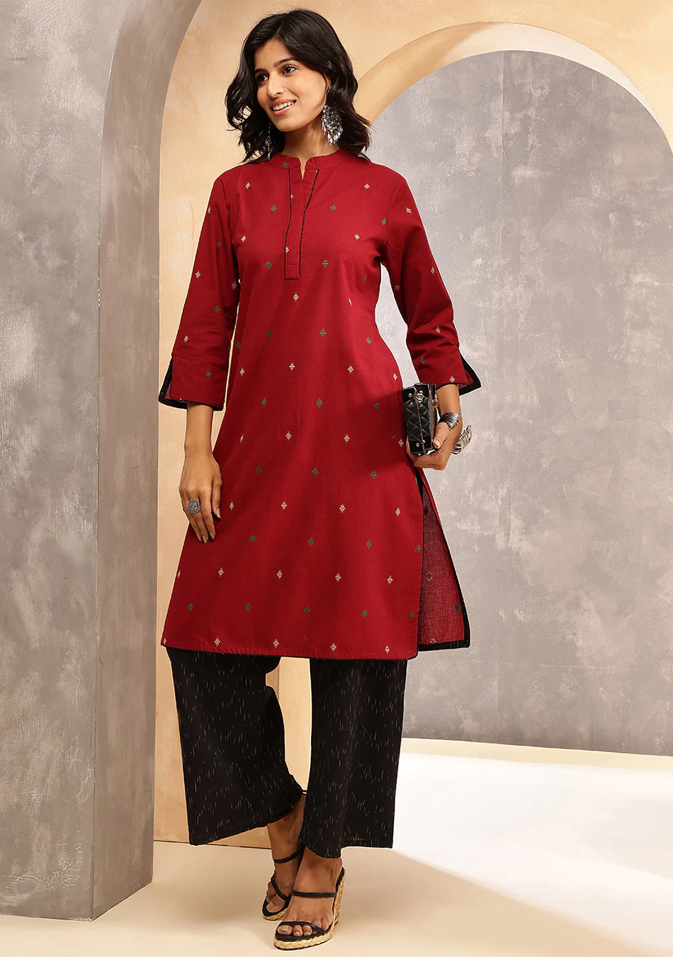 Aravalii Garnet Grace Ikkat Ensemble - Image 8