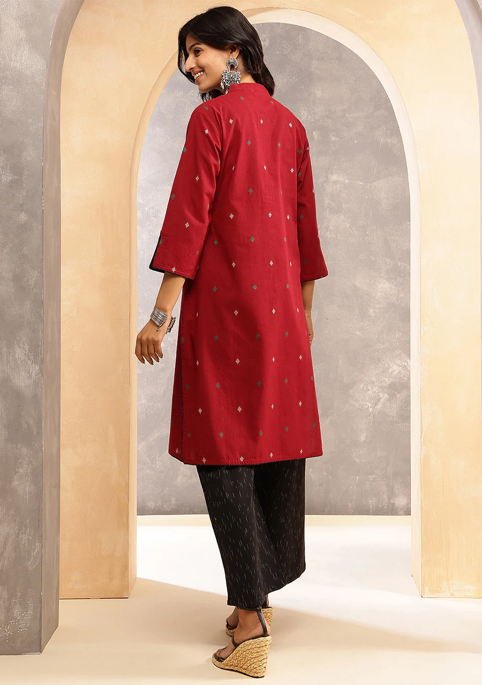 Aravalii Garnet Grace Ikkat Ensemble - Image 9