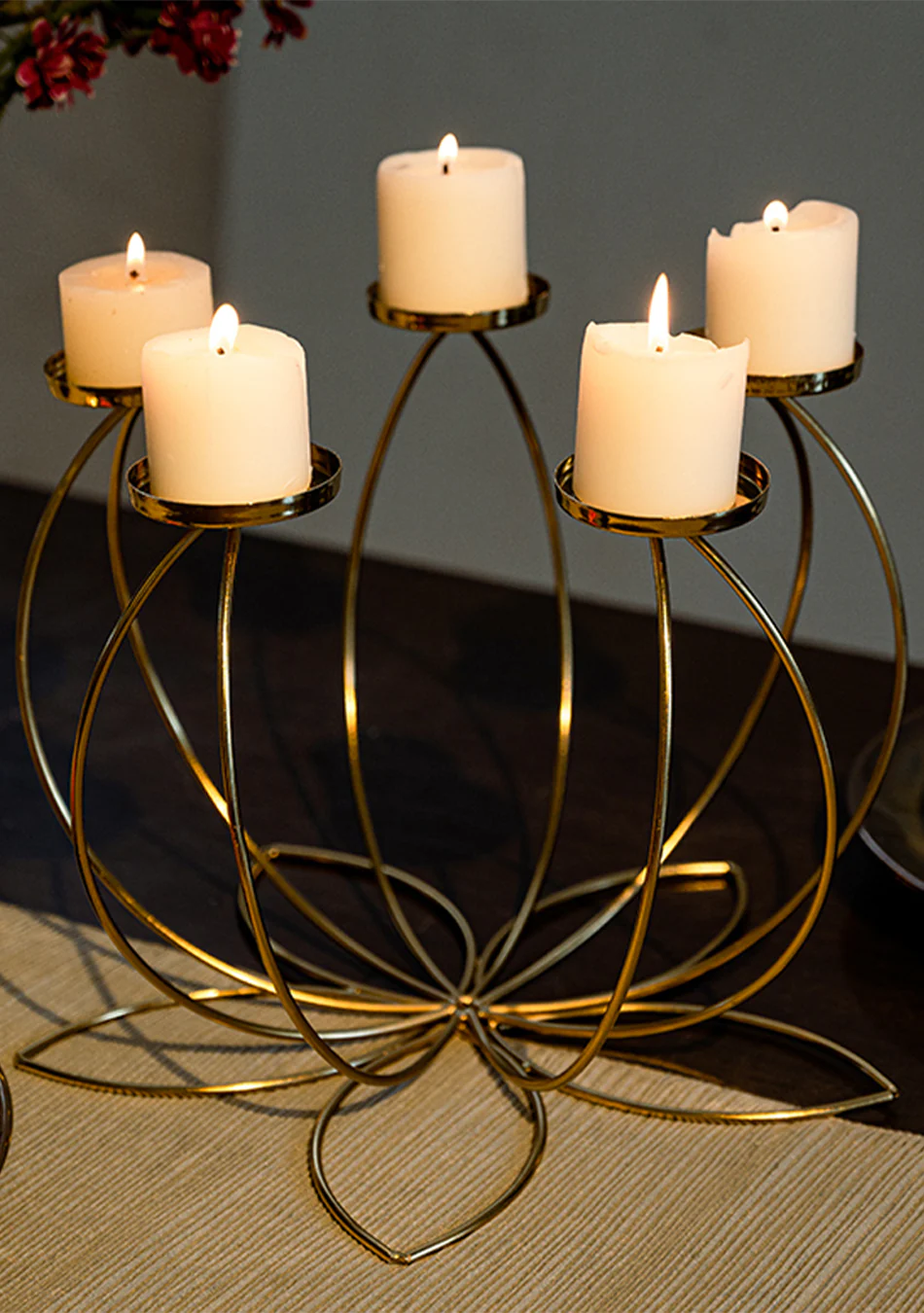 GOLD LOTUS CANDLE STAND - Image 4