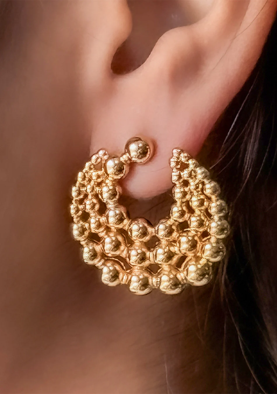 Golden Beaded Earrings - Image 9
