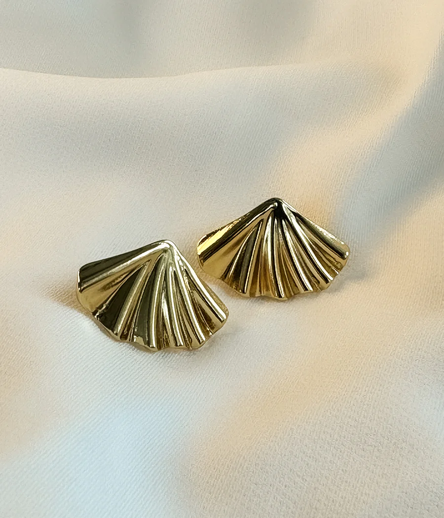 Golden Fan Stud Earrings - Image 10