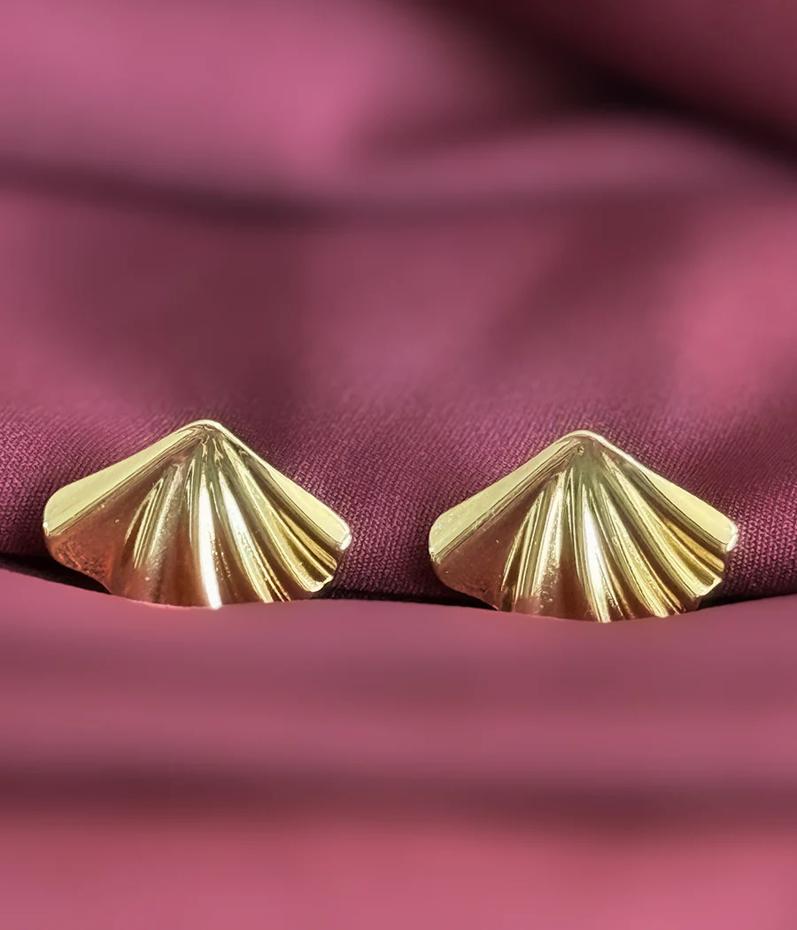Golden Fan Stud Earrings - Image 5