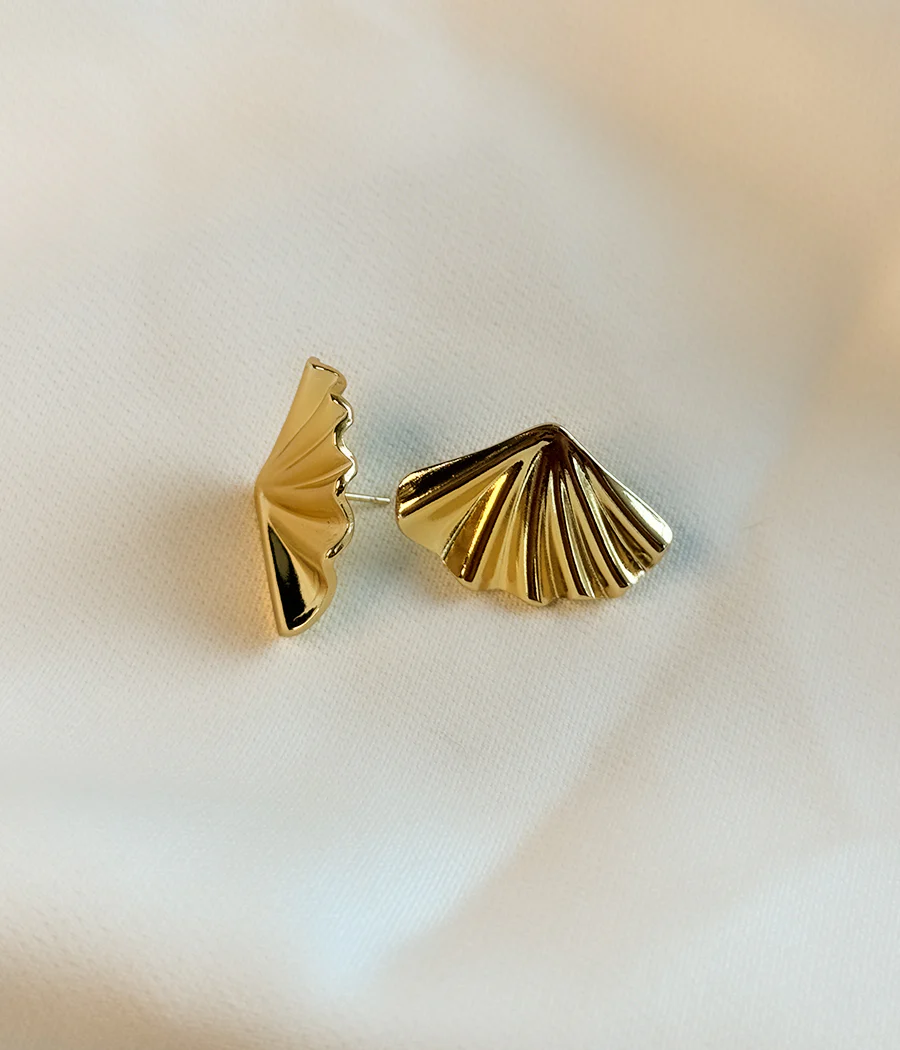 Golden Fan Stud Earrings - Image 6