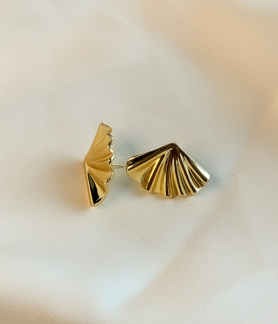 Golden Fan Stud Earrings - Image 7
