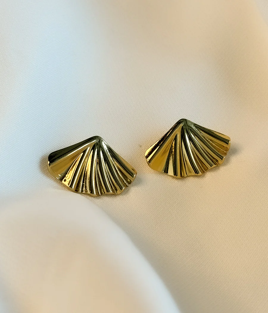 Golden Fan Stud Earrings - Image 8