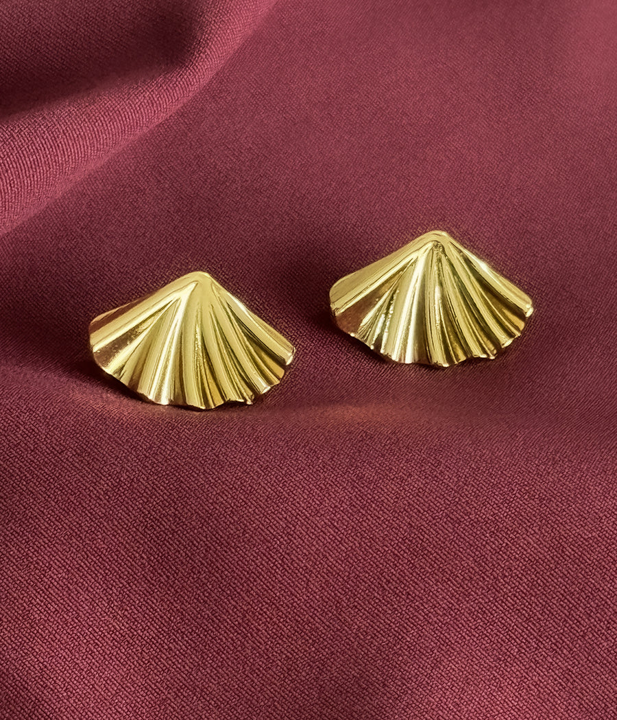 Golden Fan Stud Earrings - Image 9