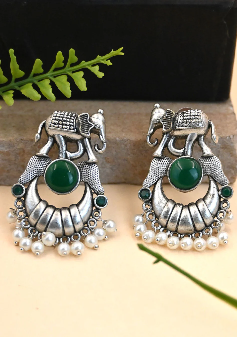 Green Tusker Earrings - Image 2