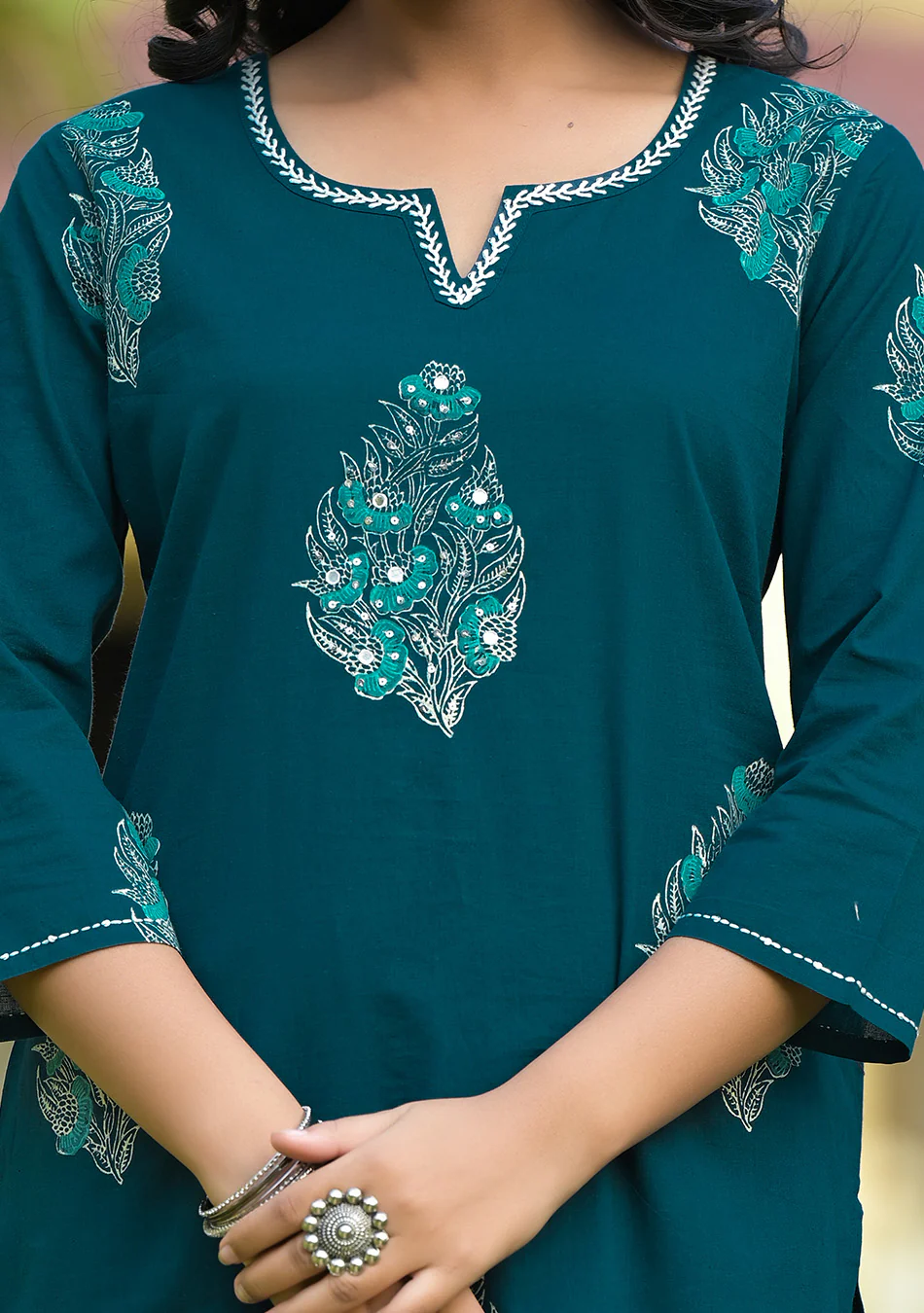 Teal Blue Hand Block Co-ord Set - Image 3
