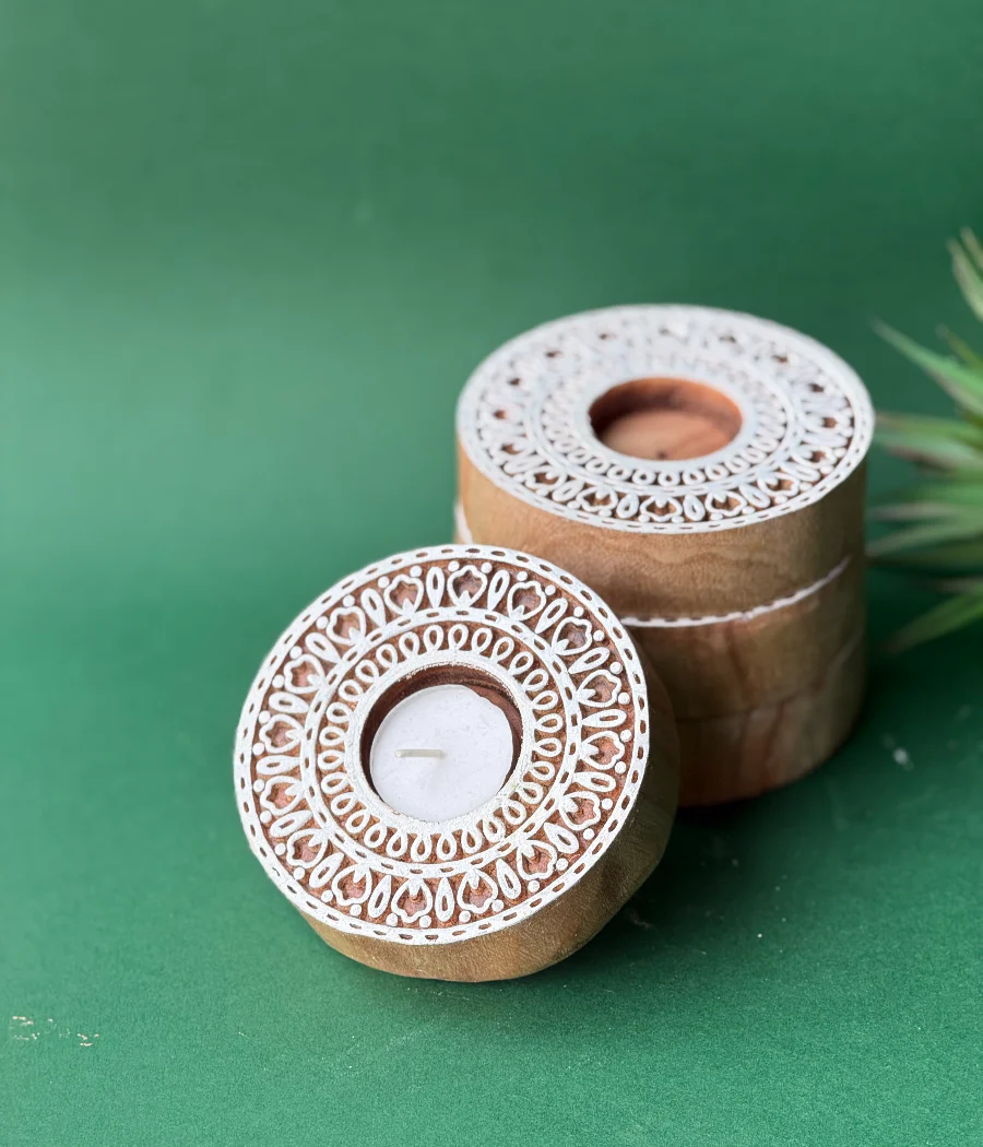 Handcrafted Mandala wooden Diya - Image 8