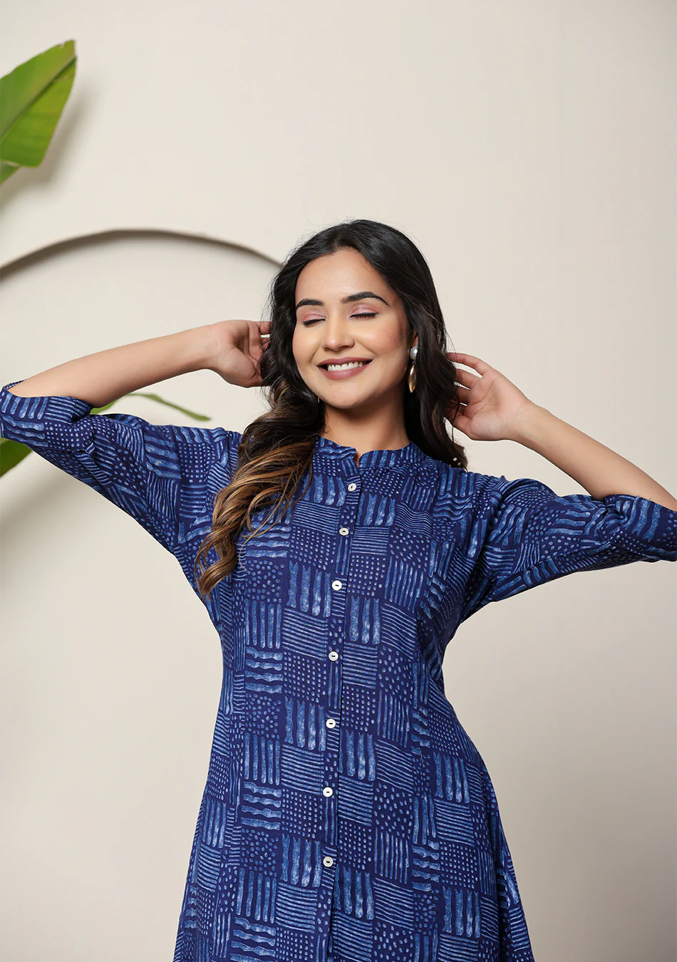 Indigo Geometric Print Top - Image 3