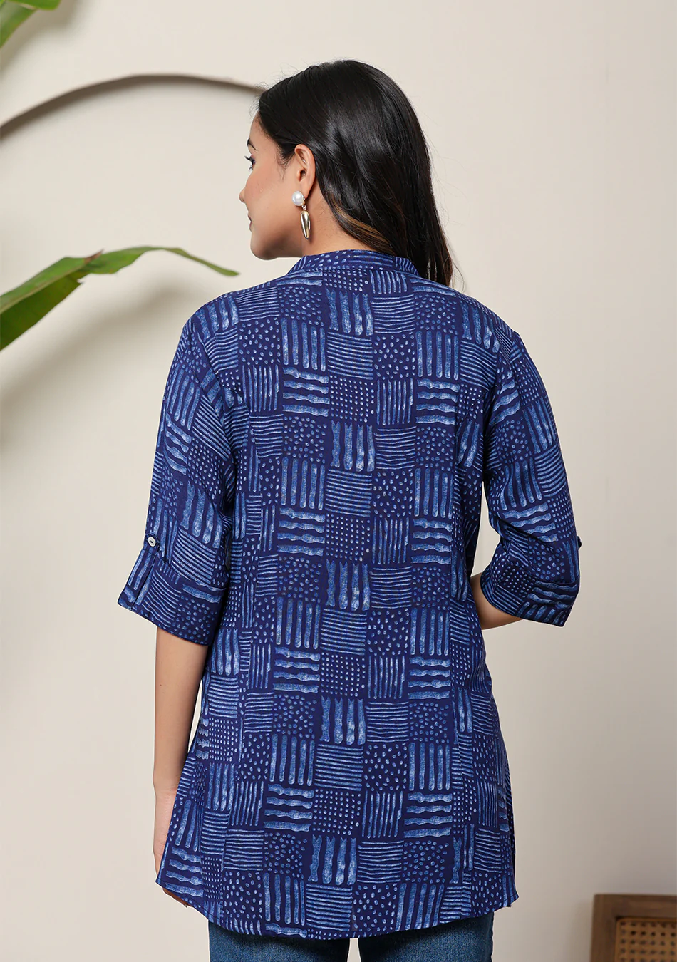 Indigo Geometric Print Top - Image 5