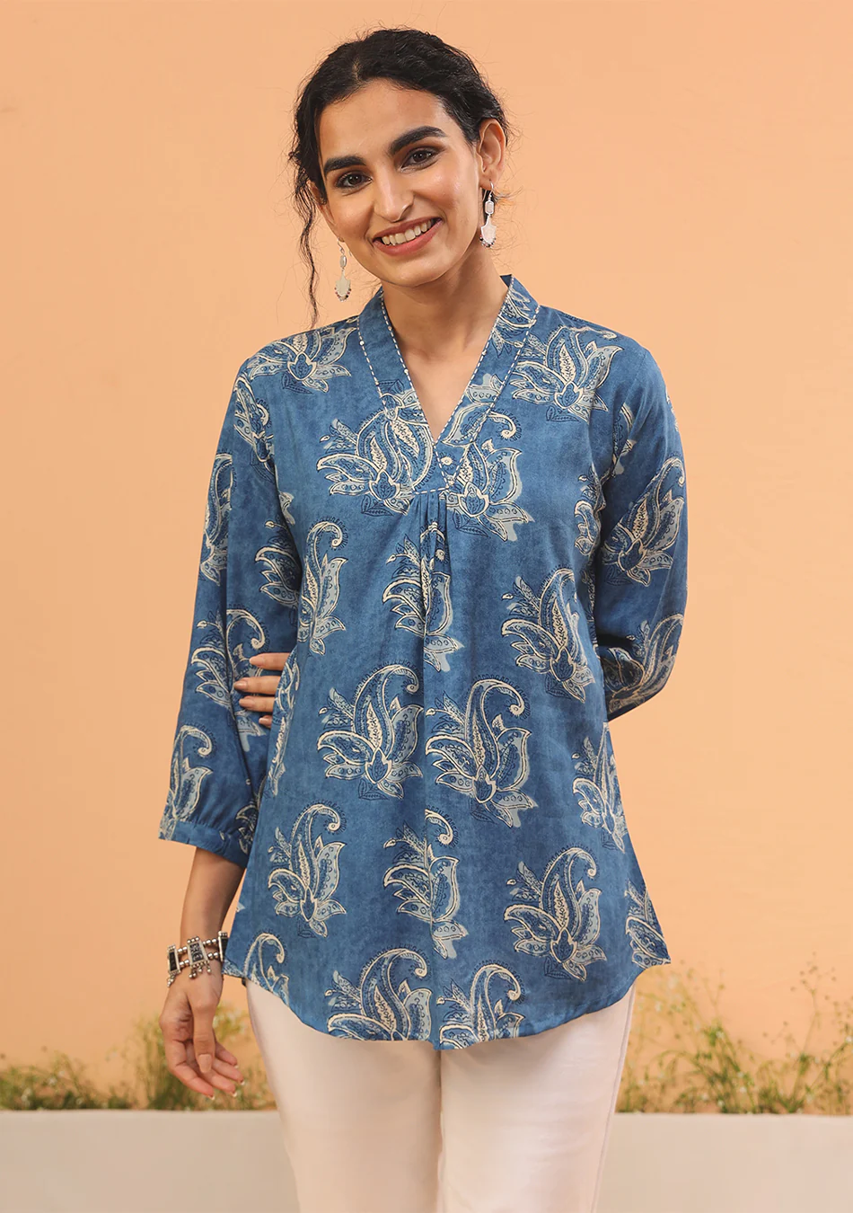 Aravalii Indigo Grace Pleated Top - Image 3