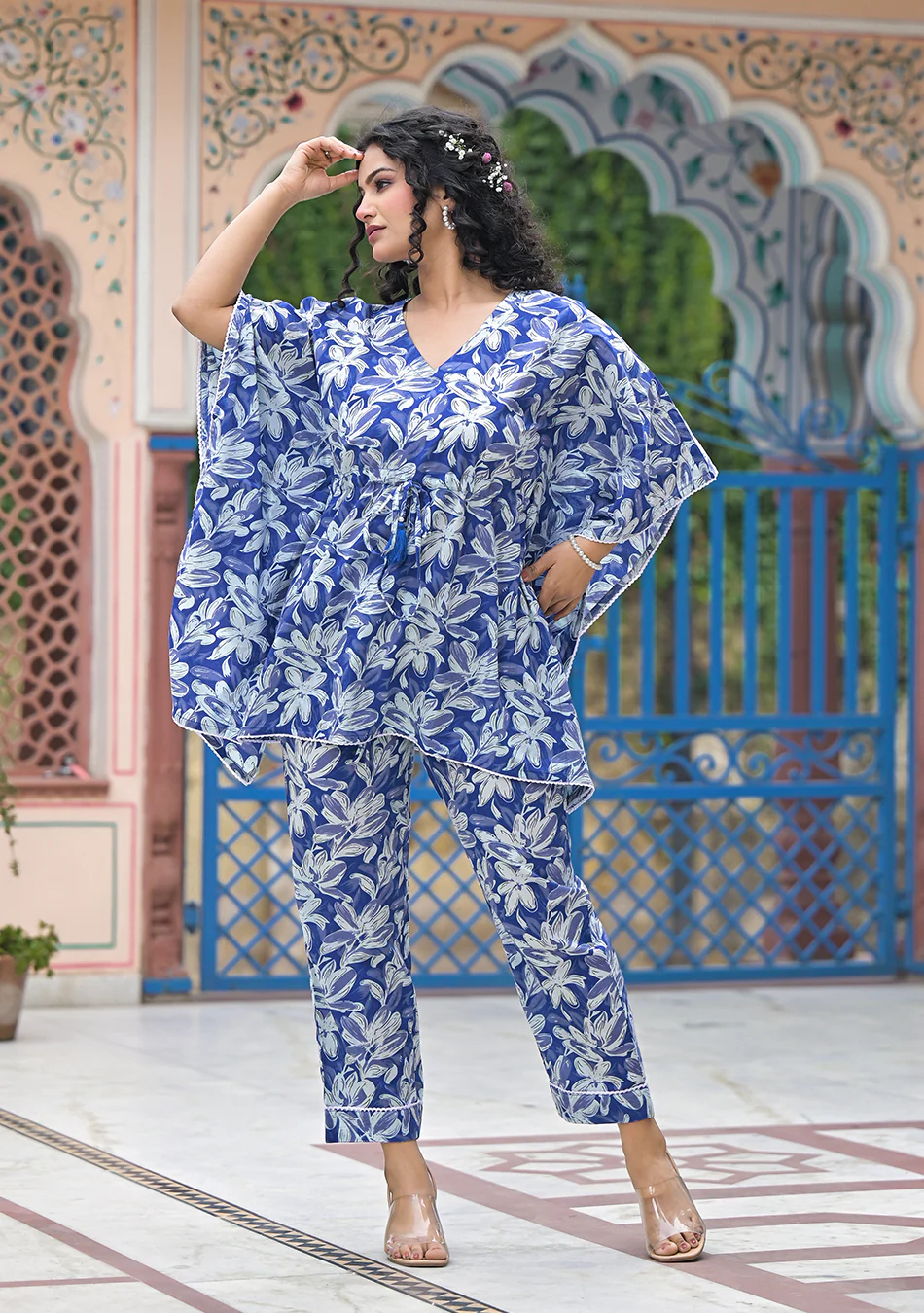 Aravalii Indigo Lily Kaftan Set - Image 3