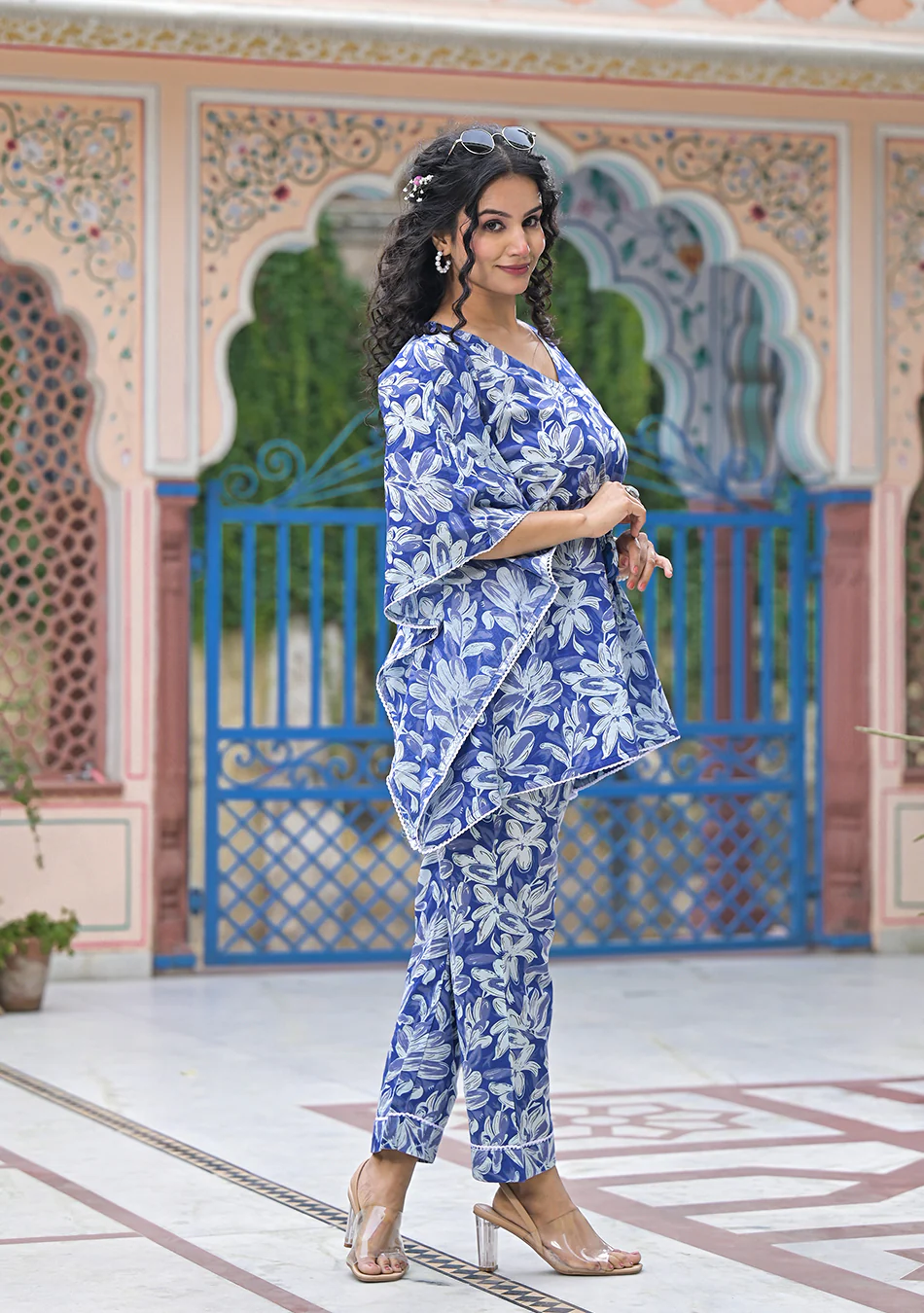 Aravalii Indigo Lily Kaftan Set - Image 5